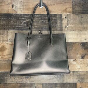 Kate Spade New York Tote Bag Metallic Silver Large Work Travel Shoulder Purse